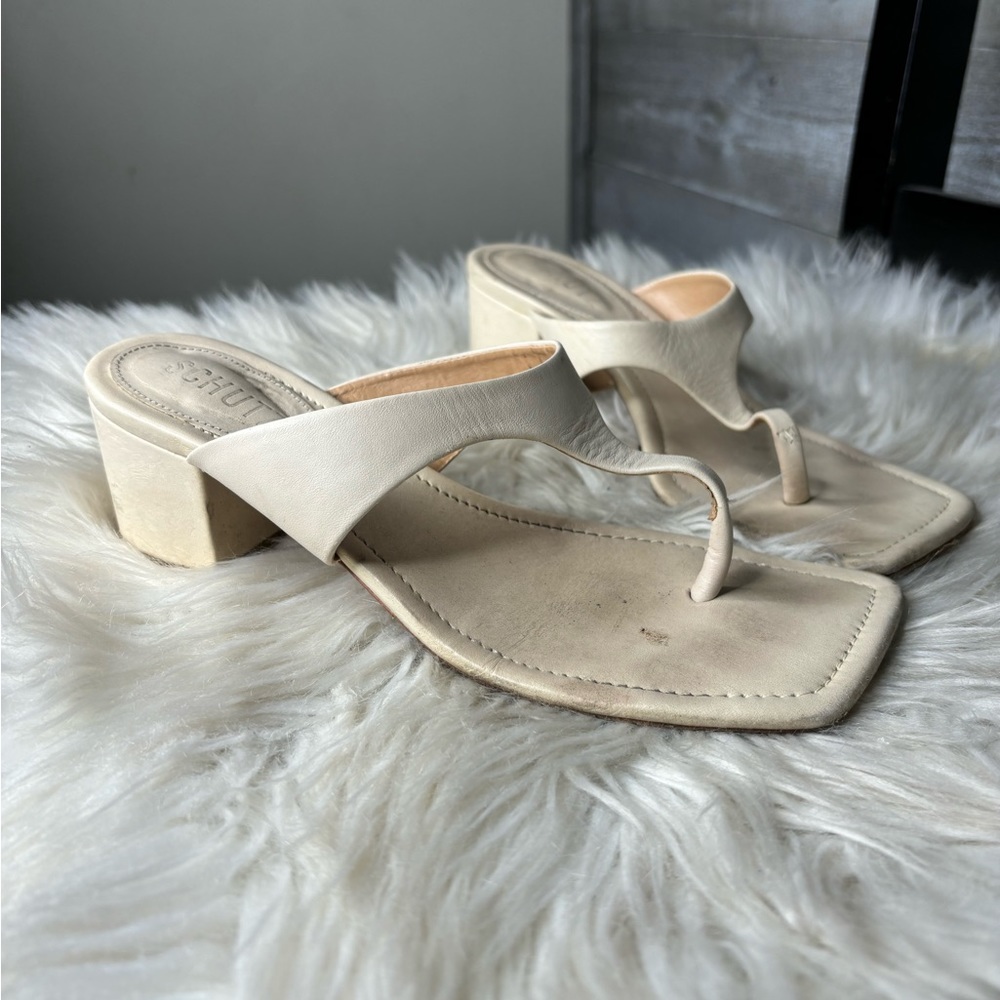 Schutz Nordstrom leather beige camel square toe heels Y2k inspired 8B